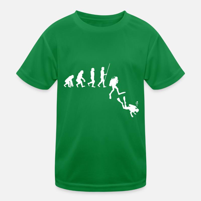 Tauchen Evolution | Evolution des Menschen Funny Scuba Di Kinder Funktions-T-Shirt