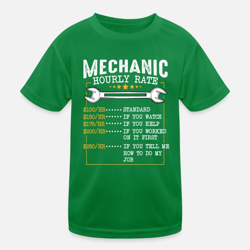 Mechanic Hourly Rate Labor Rates Funny Co-Workers Kids Functional T-Shirt
