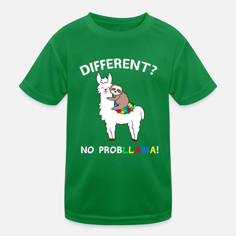 No Probllama Llama Sloth Puzzle Cool Autism Awaren Kids Functional T-Shirt