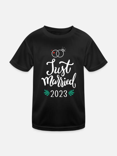 Je viens de me marier 2023 pour un mariage et une lune de miel nouvellement - T-shirt sport Enfant - noir - Devant