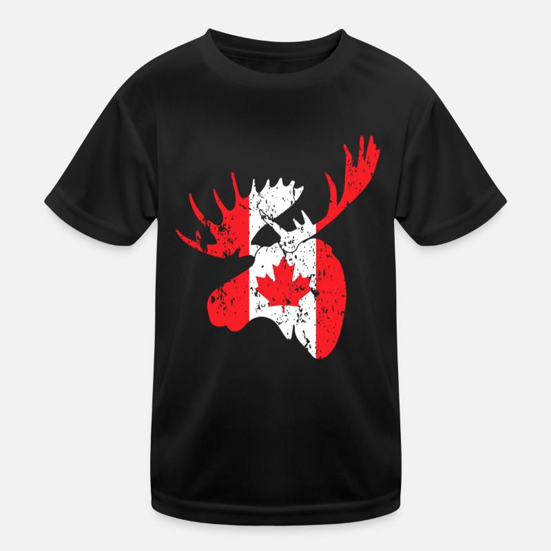 Canada Flag Moose | Canadian Gift | Funny Canada Kids Functional T-Shirt