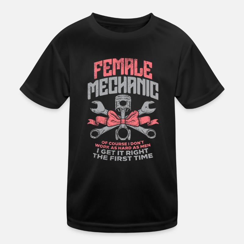 Weibliche Mechanikerin Auto Auto Mädchen Diesel Garage Ehefrau Kinder Funktions-T-Shirt
