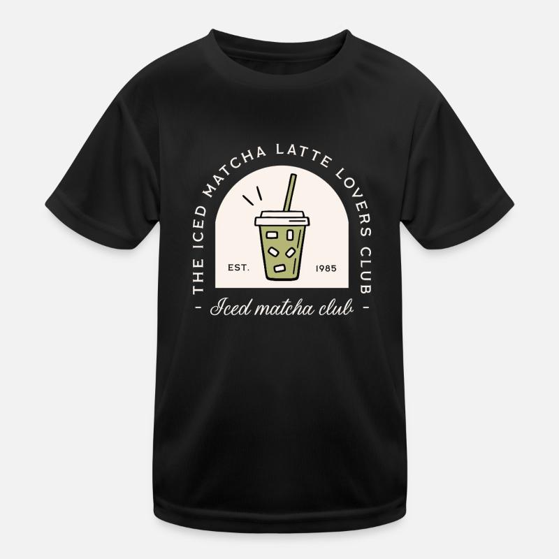 Iced matcha latte lovers Japanese drink funny - Kids Functional T-Shirt - black