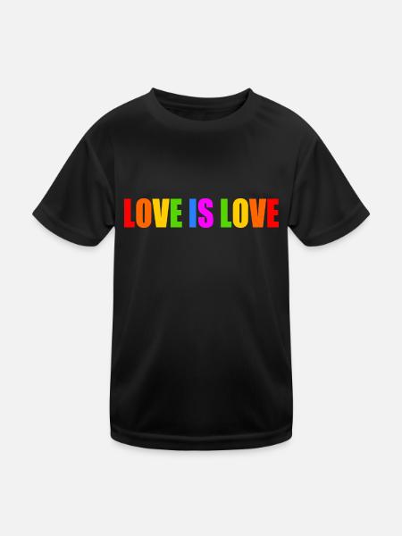 Love is love - Kinder Funktions-T-Shirt - Schwarz - Vorne