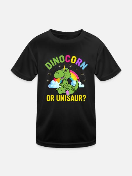 Lustiges süßes Dinosaurier-Einhorn - Dinocorn oder Unisaure - Kinder Funktions-T-Shirt - Schwarz