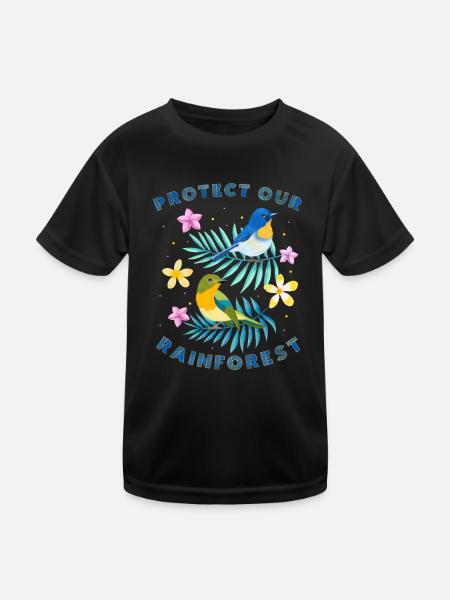 Schützt unseren Regenwald - Kinder Funktions-T-Shirt - Schwarz - Vorne