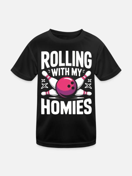 Bowling Bowler Pin Ball Bowling Ball - Kinder Funktions-T-Shirt - Schwarz - Vorne