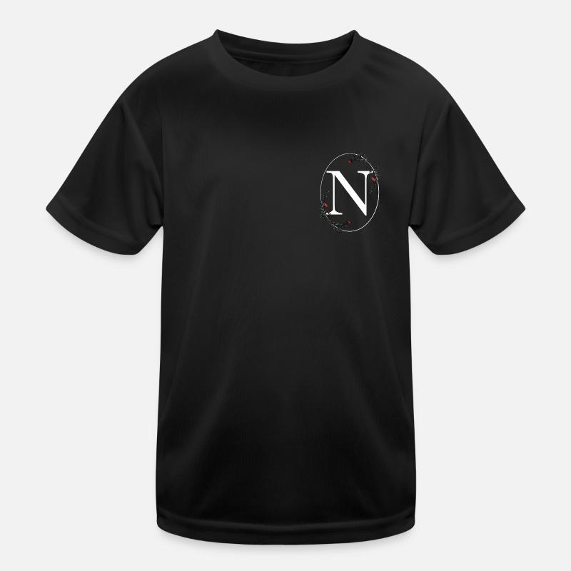 Buchstabe N - Kinder Funktions-T-Shirt - Schwarz
