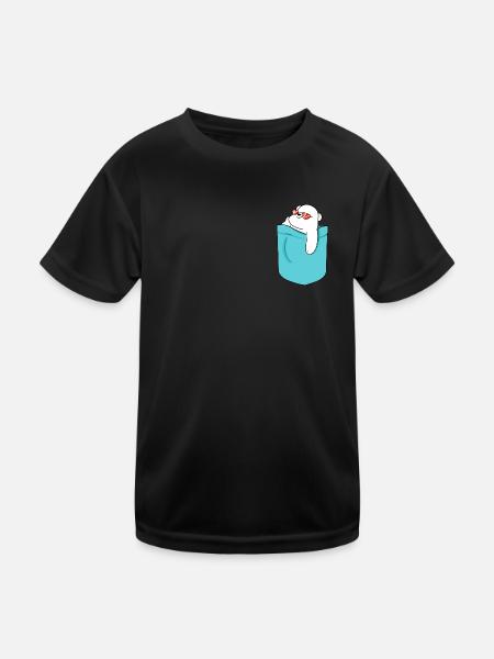 Pocket Eisbär Bär Sonne Cool Tasche - Kinder Funktions-T-Shirt - Schwarz