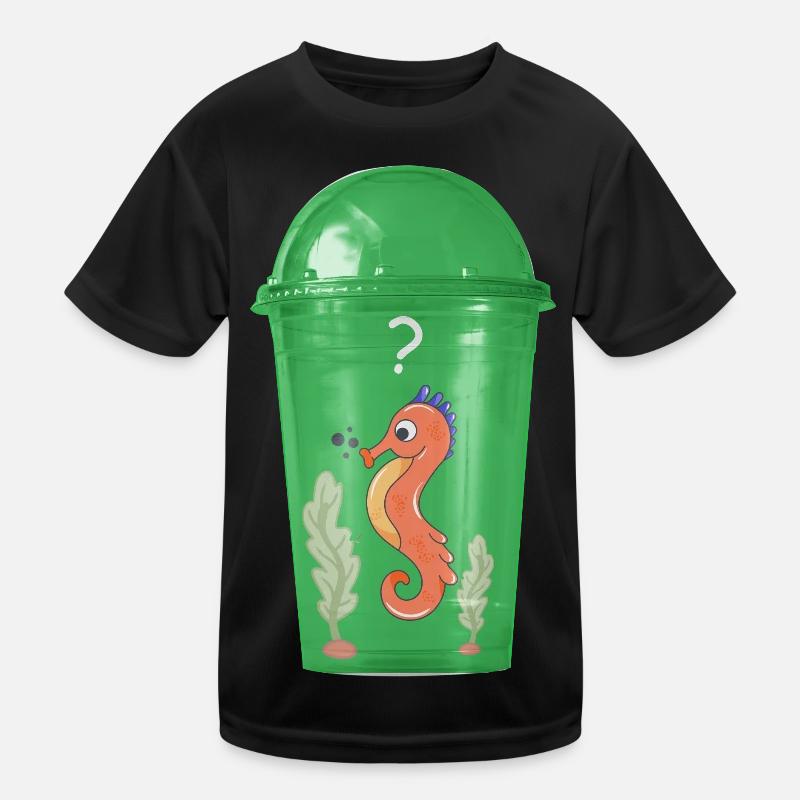 Seepferd im Becher Kinder Funktions-T-Shirt