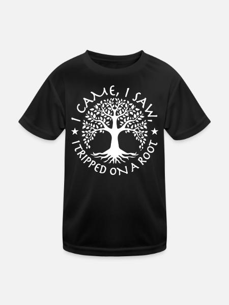 Ich kam, ich sah, ich stolperte über eine Wurzel - Kinder Funktions-T-Shirt - Schwarz - Vorne