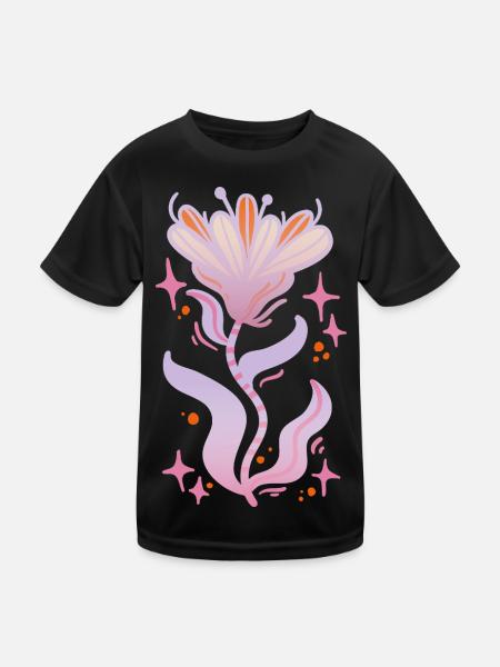 Dreamy Fantasy Flower - Kids Functional T-Shirt - black