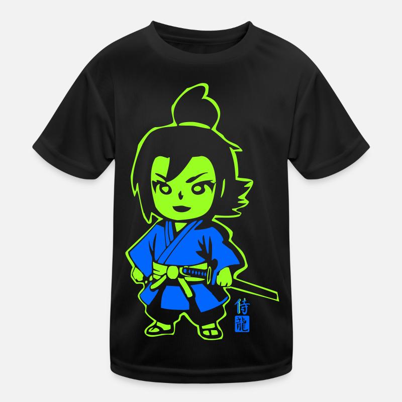 Neon Ninja Chibi in Kimono Kids Functional T-Shirt