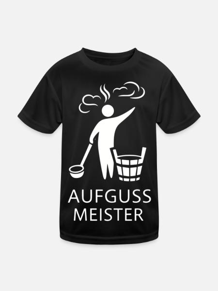 Sauna Aufguss Meister Fächer Piktogramm Minimalist - Kinder Funktions-T-Shirt - Schwarz - Vorne