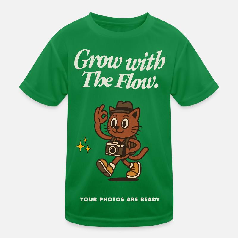 Wachse mit dem Flow – Katzenkamera Kinder Funktions-T-Shirt
