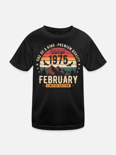 Februar 1975 Vintage-Jahrestag Februar 1975 - Kinder Funktions-T-Shirt - Schwarz