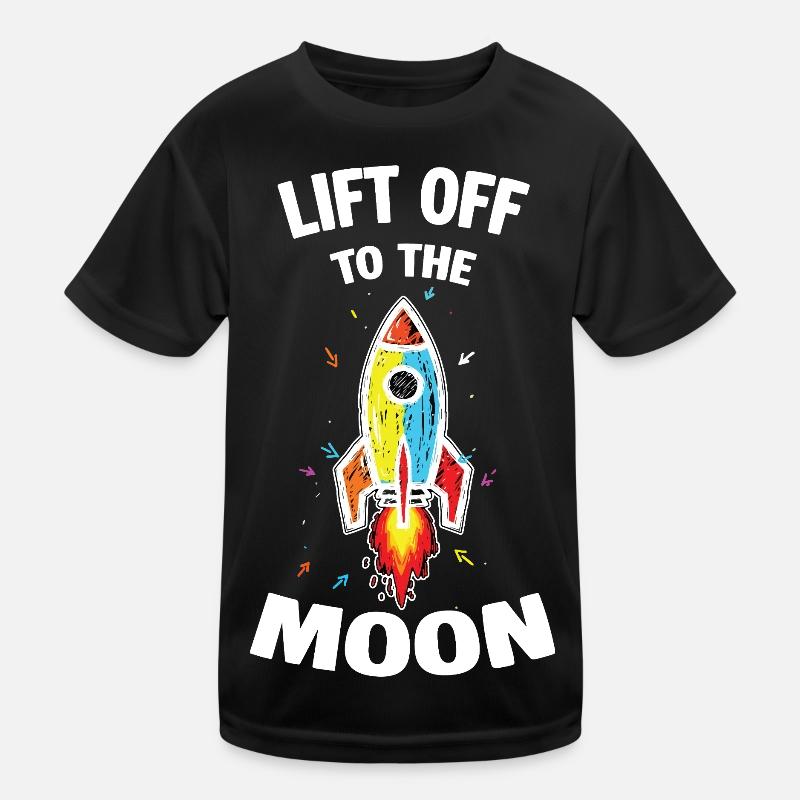 Space Rocket Scribble Lift Off To The Moon Kids Functional T-Shirt