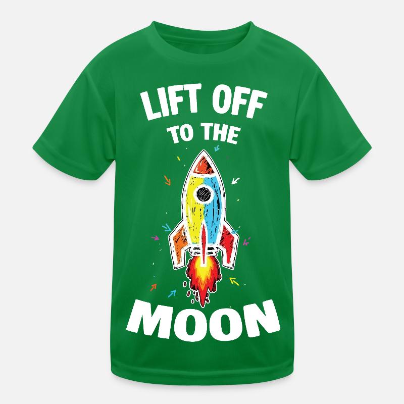Space Rocket Scribble Lift Off To The Moon Kids Functional T-Shirt