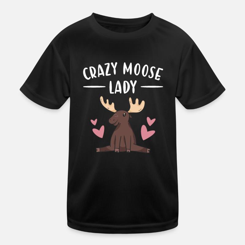 Elk Crazy Moose Lady Moose Kinder Funktions-T-Shirt