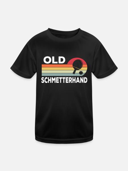 Old Schmetterhand Tischtennis Geschenk Retro Style - Kinder Funktions-T-Shirt - Schwarz - Vorne