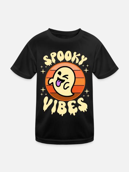 Scary Vibes Boo Costume Halloween Retro - Kids Functional T-Shirt - black - Front