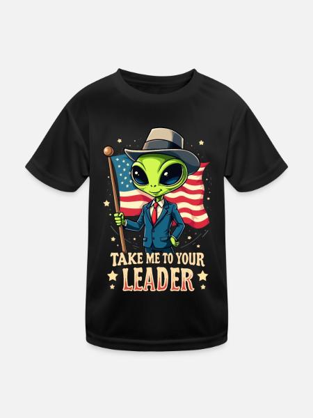 Alien Take Me To Your Leader USA Patriot - T-shirt sport Enfant - noir - Devant