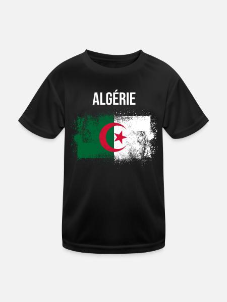 Algerien - Kinder Funktions-T-Shirt - Schwarz - Vorne
