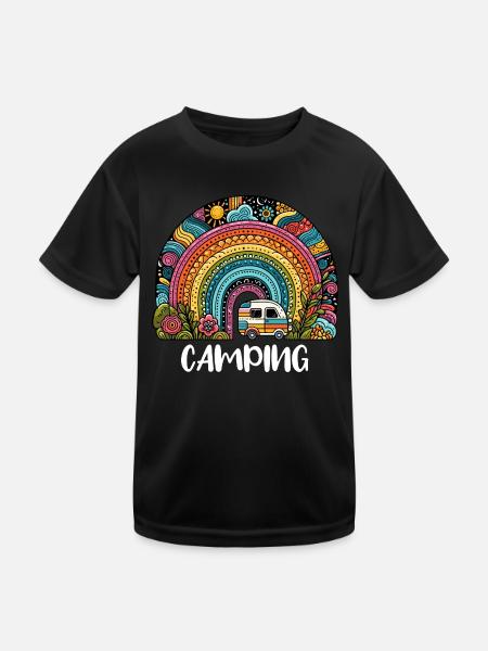 Camping Caravan Caravan Freedom Summer Tenting - Kids Functional T-Shirt - black - Front