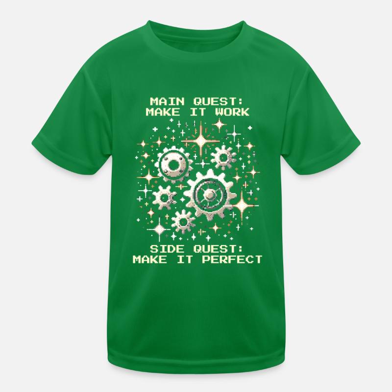 Main Quest Feinmechanik Perfekt Pixel Kinder Funktions-T-Shirt
