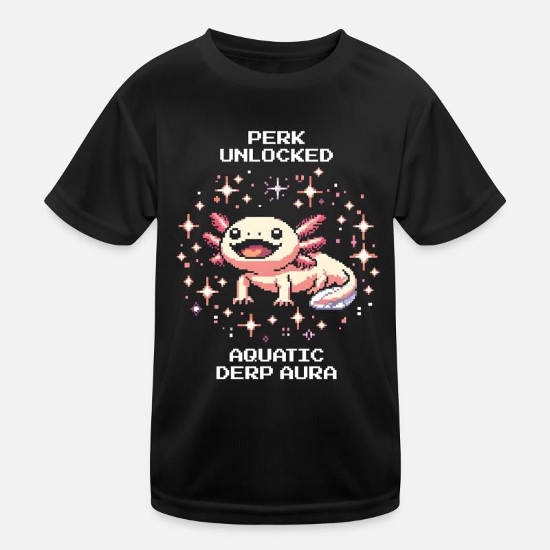 Axolotl Aura | Funny Amphibian Retro Pixel Kids Functional T-Shirt