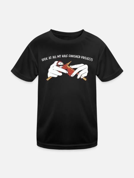 Regardez tous mes projets à moitié terminés - T-shirt sport Enfant - noir - Devant