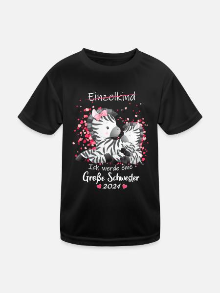 Ich Werde Eine Große Schwester 2024 - Kinder Funktions-T-Shirt - Schwarz - Vorne