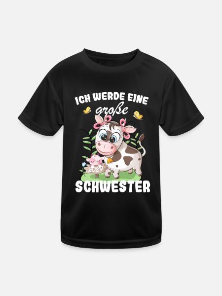 Ich Werde Eine Große Schwester 2024 - Kinder Funktions-T-Shirt - Schwarz - Vorne