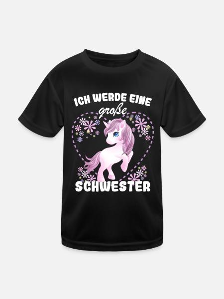 Ich Werde Eine Große Schwester 2024 - Kinder Funktions-T-Shirt - Schwarz - Vorne