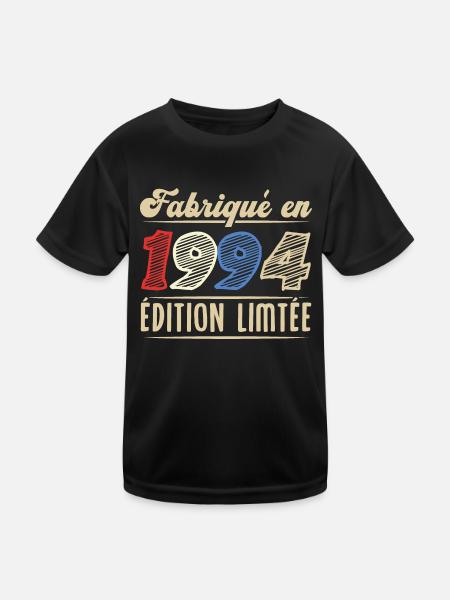 Fabriqué en 1994, Vintage cadeau d'anniversaire - T-shirt sport Enfant - noir - Devant