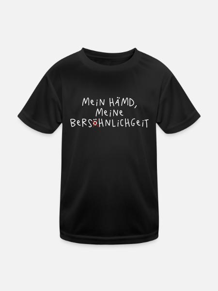 Mein Hämd Meine Persönlichkeit Rechtschreibung - Kinder Funktions-T-Shirt - Schwarz - Vorne