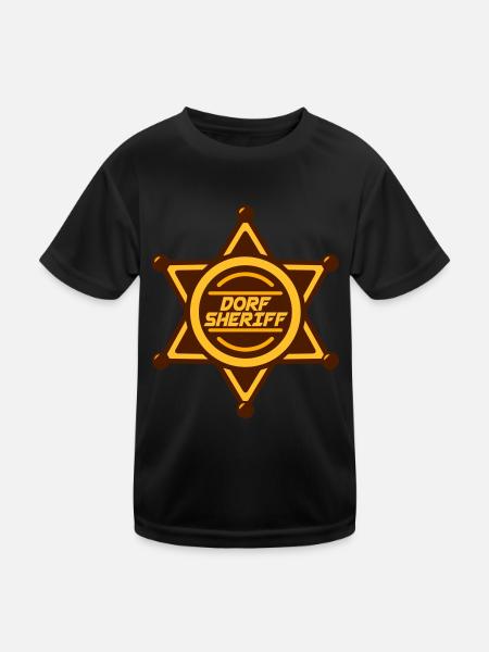 Dorf Sheriff | Farben änderbar - Kinder Funktions-T-Shirt - Schwarz - Vorne