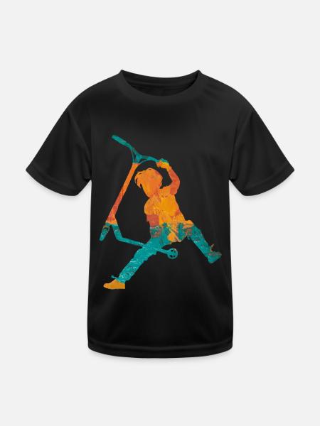 trottinette freestyle - T-shirt sport Enfant - noir - Devant