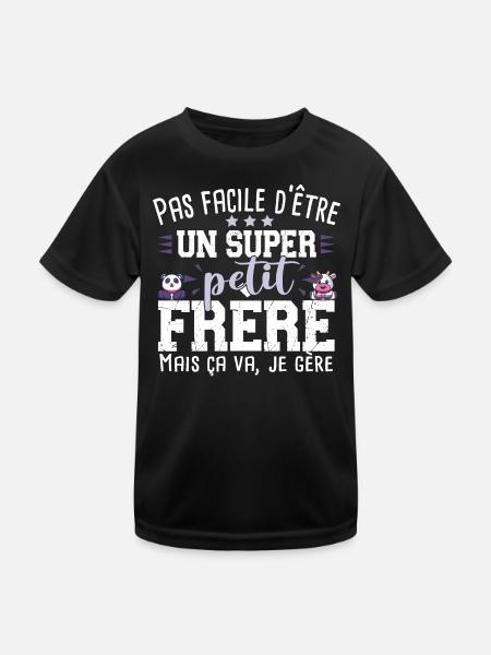 Petit Frère Panda Vache Cadeau Bébé Garçon Famille - T-shirt sport Enfant - noir - Devant