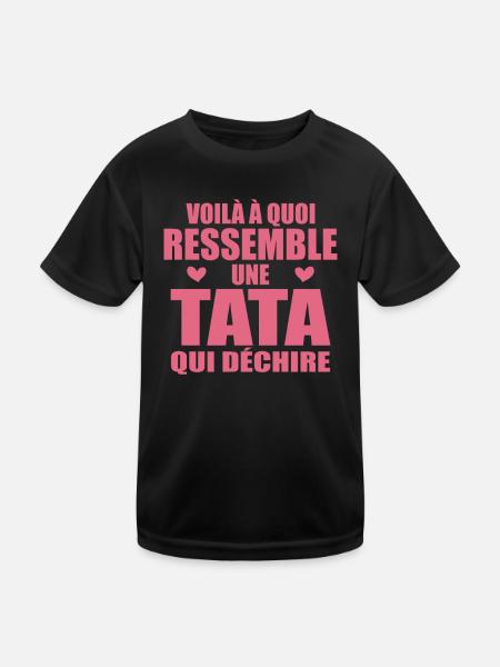 voila a quoi ressemble une tata qui déchire - T-shirt sport Enfant - noir - Devant