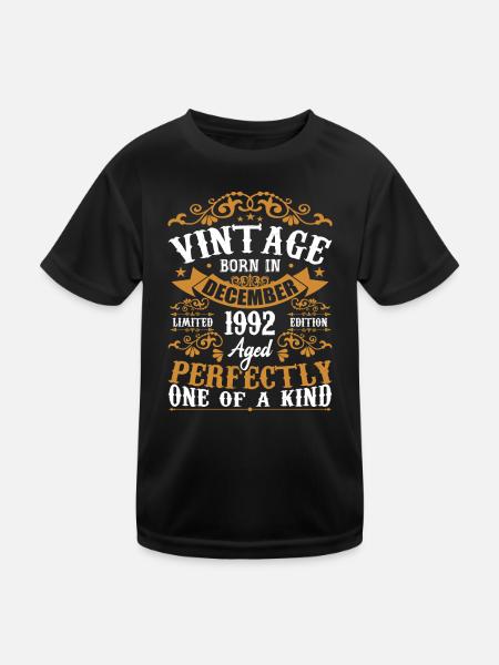 December 1992 Birthday Gift December 1992 - Kids Functional T-Shirt - black - Front