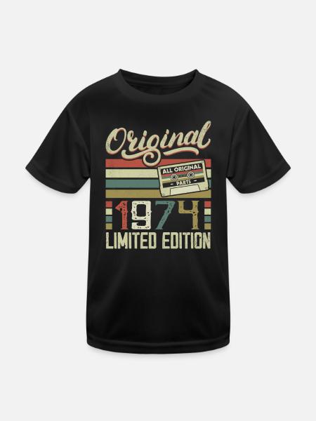 Vintage 1974 Retro Birthday Gift 1974 - Kids Functional T-Shirt - black - Front