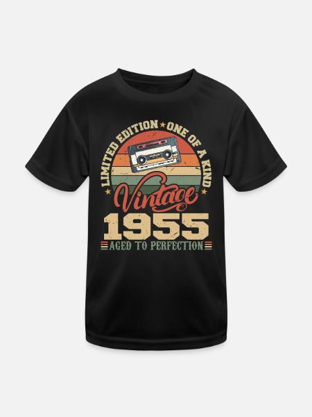 Vintage 1955 Retro 1955 Birthday Gift - Kids Functional T-Shirt - black - Front