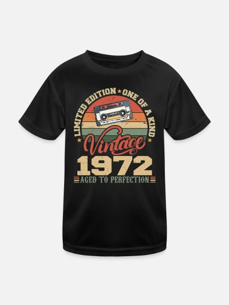 Jahrgang 1972 Retro 1972 Geburtstagsgeschenk - Kinder Funktions-T-Shirt - Schwarz - Vorne
