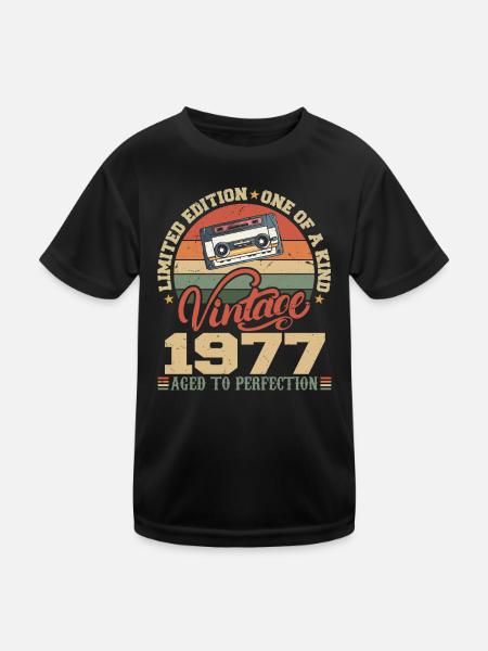 Jahrgang 1977 Retro Geburtstagsgeschenk 1977 - Kinder Funktions-T-Shirt - Schwarz - Vorne