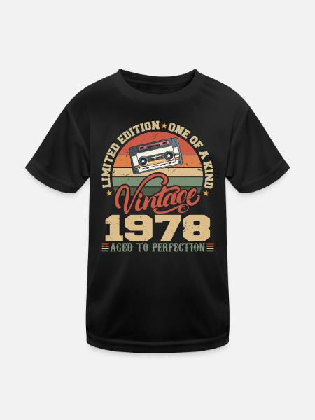 Jahrgang 1978 Retro 1978 Geburtstagsgeschenk - Kinder Funktions-T-Shirt - Schwarz - Vorne