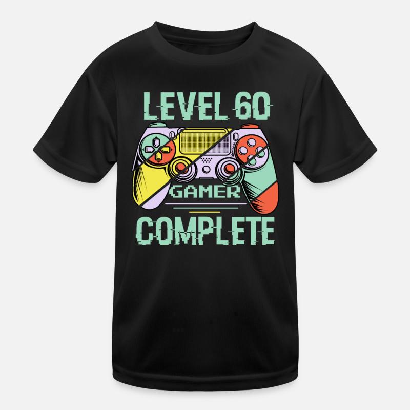 Level 60 Complete 60 Years Gamer Level 60 Complete Kids Functional T-Shirt