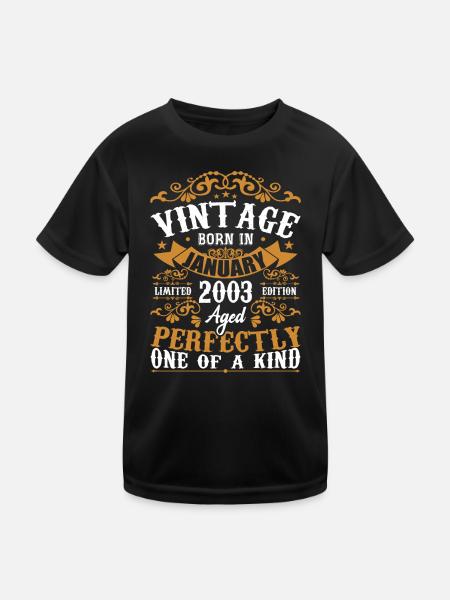 January 2003 Vintage Retro Birthday Gift - Kids Functional T-Shirt - black