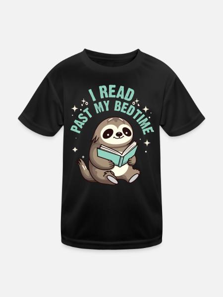 Je lis après le coucher lire paresseux - T-shirt sport Enfant - noir - Devant