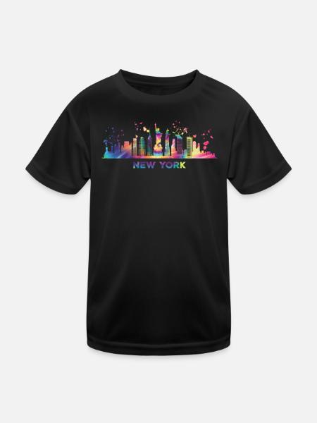 NewYorker Skyline New York - Kinder Funktions-T-Shirt - Schwarz - Vorne